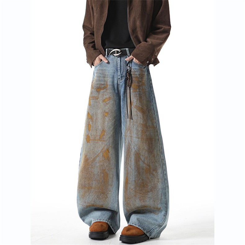 809B!新春现货美式弯刀油漆宽松牛仔裤809B-613-P48,男装牛仔裤,星座809B（原星座805）