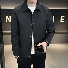 春夏新款翻领商务休闲夹克外套男士纯色简约百搭时尚开衫长袖上衣，男装夹克，星座1210-1