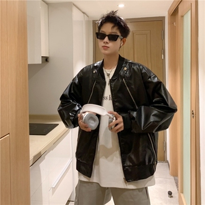 皮外套男款美式cleanfit棒球服皮衣春秋季宽松潮牌夹克 JK8898图片