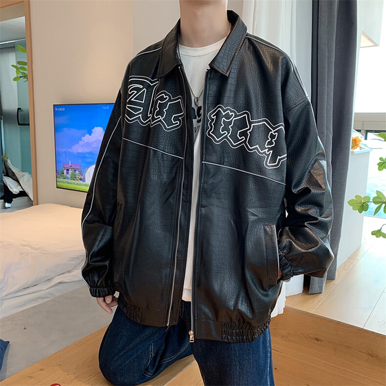 高街外套vibe美式棒球服vintage机车皮衣夹克男春秋JK0113-P60,男装夹克,星座308B-2