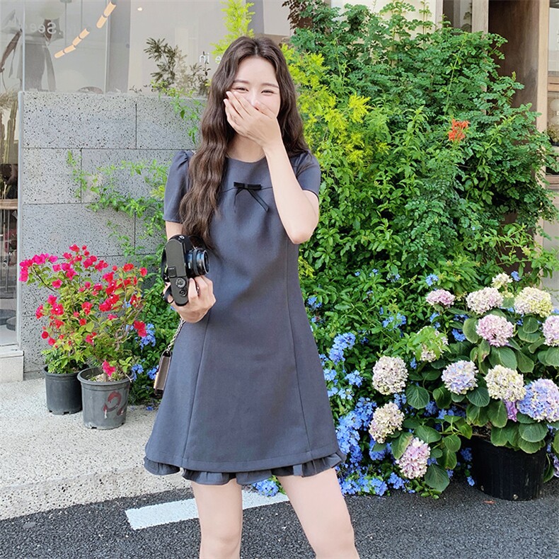 蝴蝶结花边短裙，女装连衣裙，浙宝113