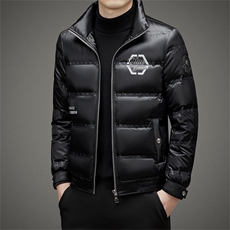 羽绒服男冬季PU皮上衣新款立领休闲男装中年厚款保暖男士外套，男装羽绒服，电商B212（原钱塘6029）