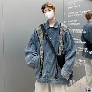 新款复古水洗民族牛仔外套潮牌男春秋款高级感古着夹克 JK8602图片