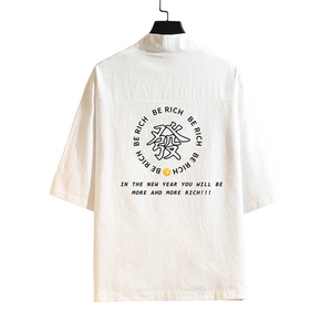 HF59163-P40风汉服男开衫外套七分袖道袍 砖墙挂拍图片