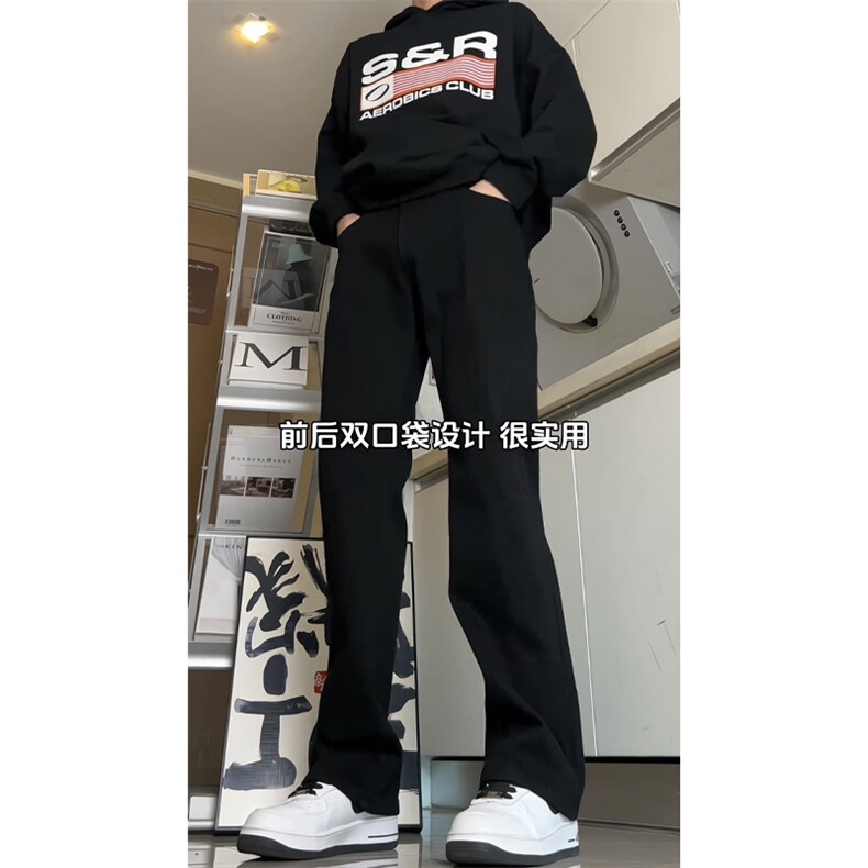 烟灰色牛仔裤秋冬款男生穿搭高级感长裤子CHNZK01-P53加绒58,男装牛仔裤,星座1007（原301D）