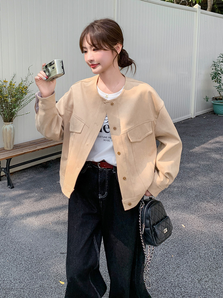 工装麂皮绒短外套女春秋2025新款减龄独特超好看上衣开春穿搭休闲图片
