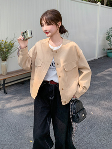 工装麂皮绒短外套女春秋2025新款减龄独特超好看上衣开春穿搭休闲图片