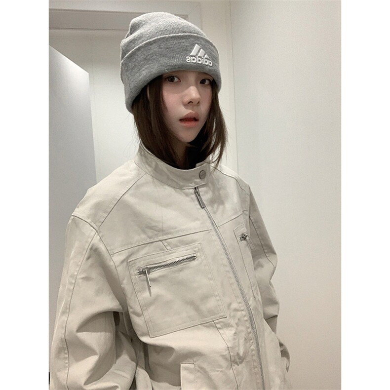 26春装高品质老钱风立领夹克外套男女美式潮牌拉链工装风宽松上衣,男装夹克,电商A486