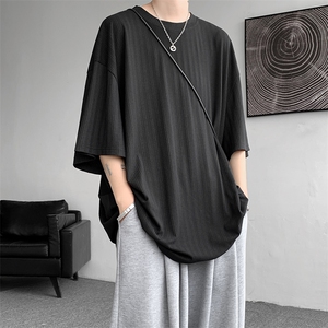 8XL-M重磅！特大码港风短袖T恤男士半袖男五分袖体恤衫DX306P40