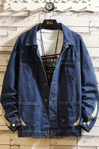 JK12--P80 秋季日系男士宽松夹克男大码休闲拼接外套潮牌男图片