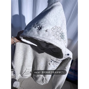 1506-1/GW100/P42潮雪花刺绣连帽卫衣图片