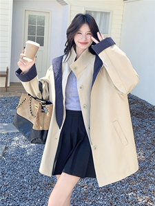 设计感减龄宽松风衣外套女春秋新款爆款可拆卸连帽小个子百搭大衣图片