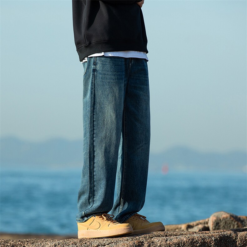 2025春季款复古牛仔裤男高街直筒潮牌宽松休闲阔腿长裤子L355-P55,男装牛仔裤,电商A178