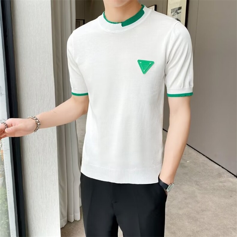 2024年春秋季新款短袖毛衣男士针织衫t恤圆领青年打底衫半袖潮牌,男装针织衫/毛衣,星座1116A-2（原606A-1）