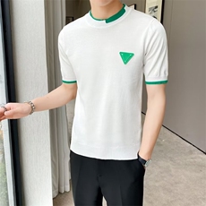 2024年春秋季新款短袖毛衣男士针织衫t恤圆领青年打底衫半袖潮牌，男装针织衫/毛衣，星座1116A-2（原606A-1）