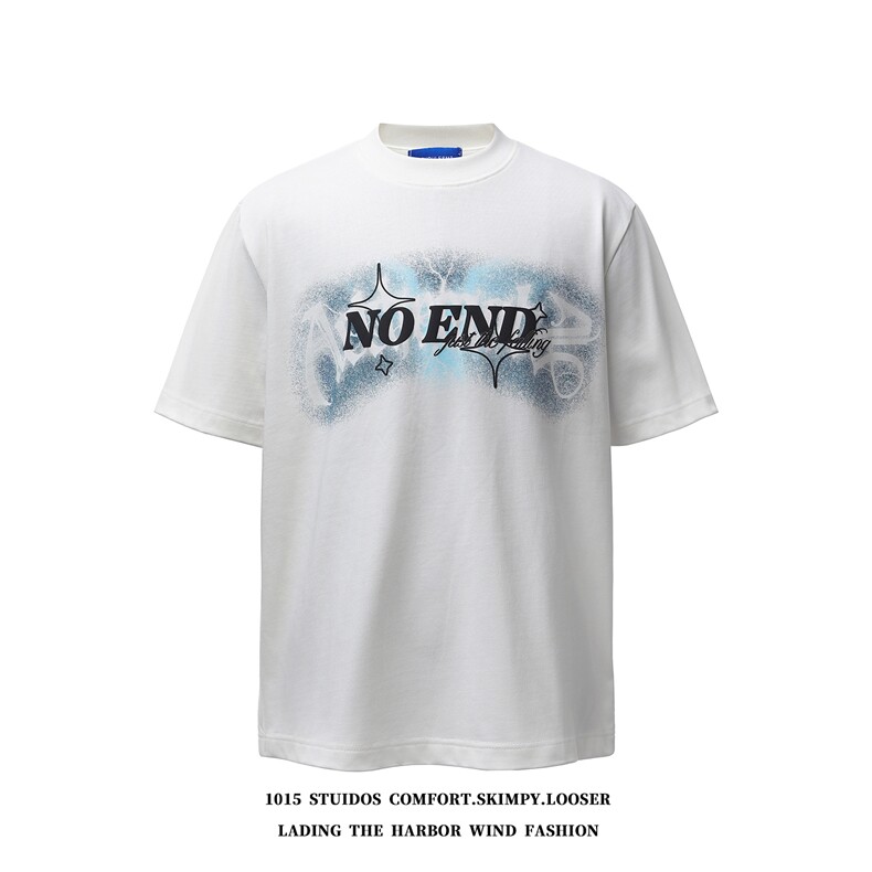 2026春夏新款美式重磅洗水做旧发泡印花短袖T恤1015-T605-P65，男装T恤，四季星座1015