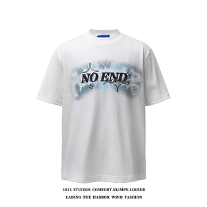 2026春夏新款美式重磅洗水做旧发泡印花短袖T恤 1015-T605-P65，男装T恤，四季星座1015