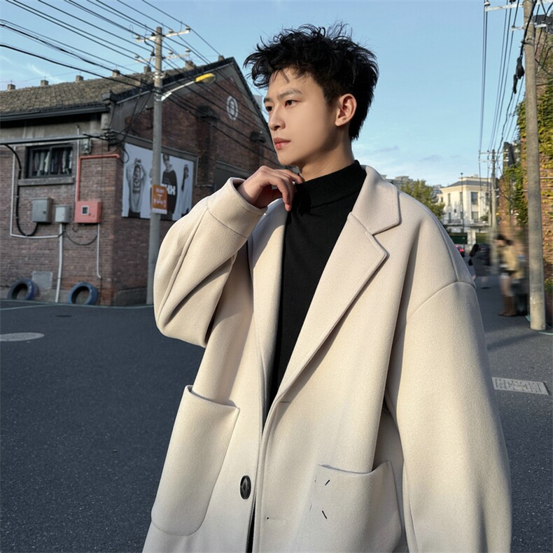 加绒加厚毛呢大衣西装外套潮504-F61-P75控118（加绒P85控128）,男装毛呢大衣,星座504
