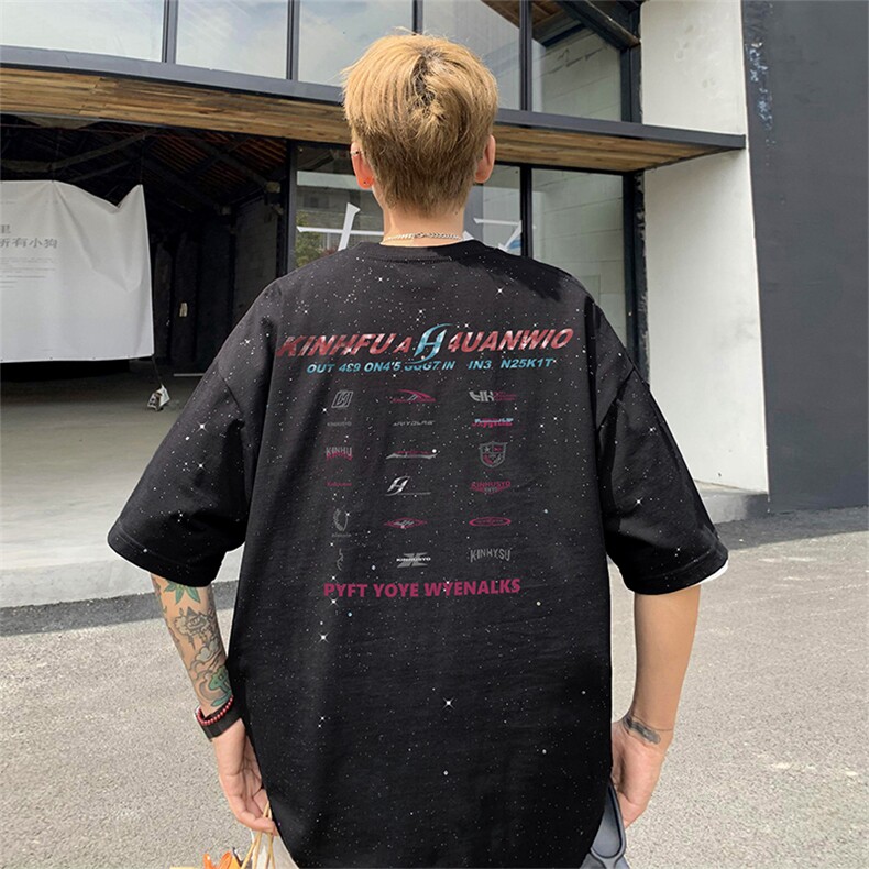 量大优供抖音视频 支持得物配合二开美式满天星亮片短袖T恤MTX521图片