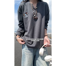 XZ809A/SYR07/特P19/控38肌理感腊肠狗绣花V领长T恤卫衣，男装T恤，星座809A(原222-1)
