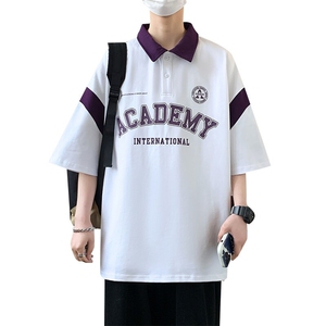 84068-P40polo衫短袖男士夏季青少年学生半袖ins港风百搭潮牌t恤图片