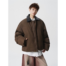 706-LK6578-P108现货冬季高级感防风保暖棉布拼接皮领棉服，男装棉衣，星座706