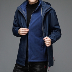 秋冬连帽男加绒可脱卸内胆冲锋衣（加店铺代发）BSN2251-P170，男装棉衣，星座1105-3