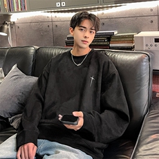 春季热卖刺绣麂皮绒卫衣QC5184-TP40控价58宽松圆领男港风外套，男装卫衣，电商A102-1