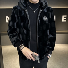 秋男士商务休闲连帽夹克金貂绒外套中年时尚上衣ZX8907-P235，男装夹克，星座1105-3