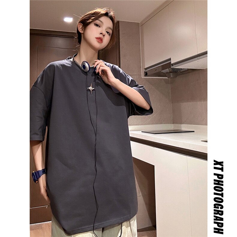 中性风可拆卸四芒星装饰多色大码潮流短袖T恤男DT77783P16块特价，男装T恤，星座226-2