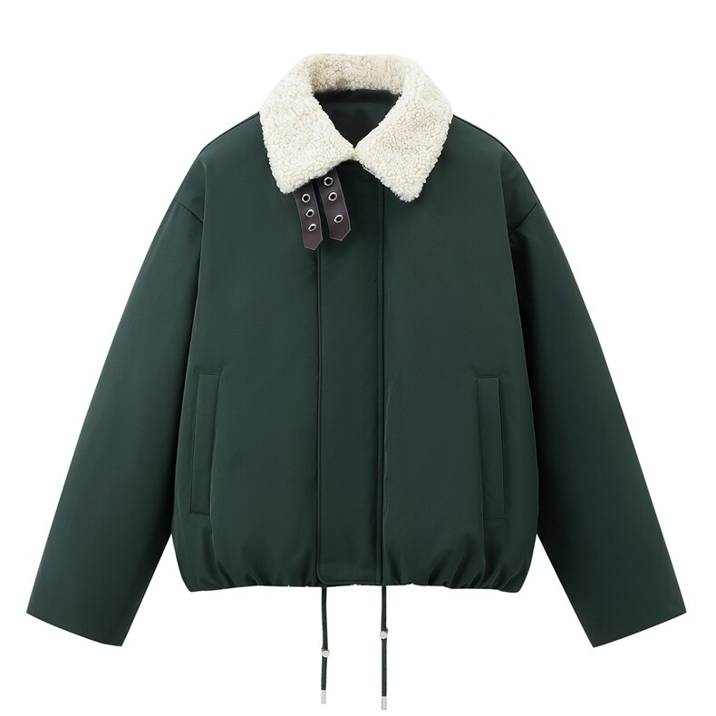 2025冬季新款仿羊羔绒领可脱卸男女翻领宽松保暖羽绒服699，男装羽绒服，电商A234