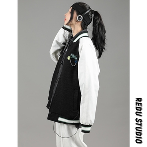 秋装新品潮韩版夹克棒球服男女中性风胸针刺绣时尚外套 8013-P95图片