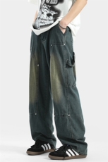 xz905-2-N2190#P55-（控88）美式高街宽松伐木工装牛仔裤，男装牛仔裤，星座905-2