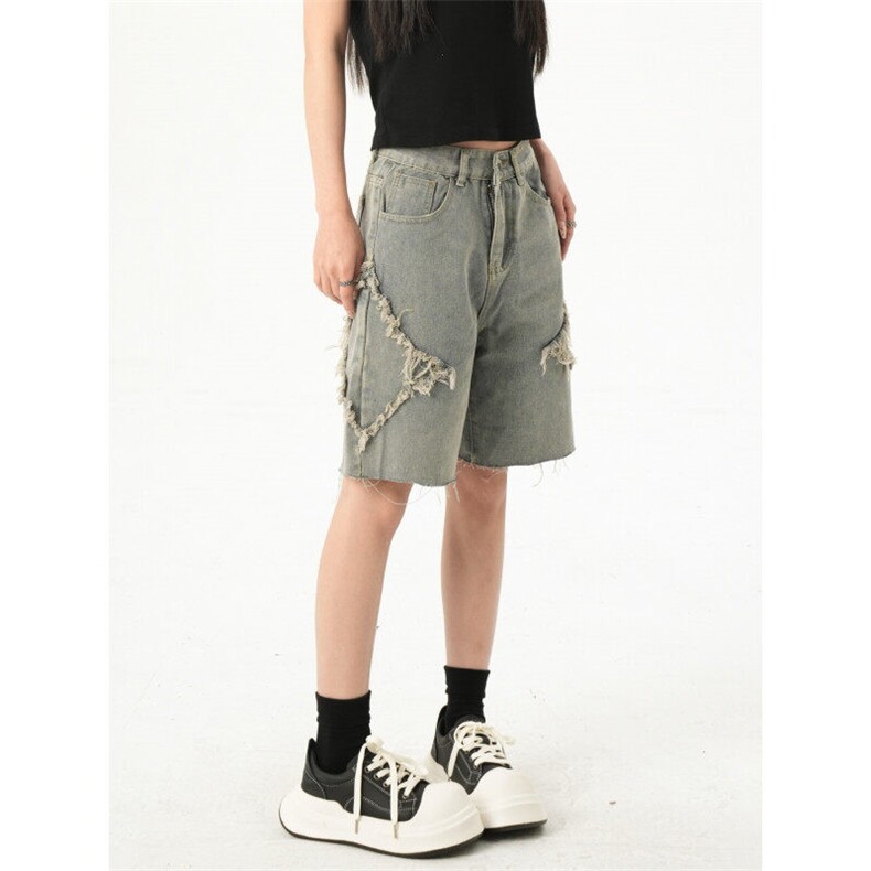 7928-P40星星流苏牛仔宽松潮牌高街美式复古垂感裤子，男装休闲裤，电商A306A