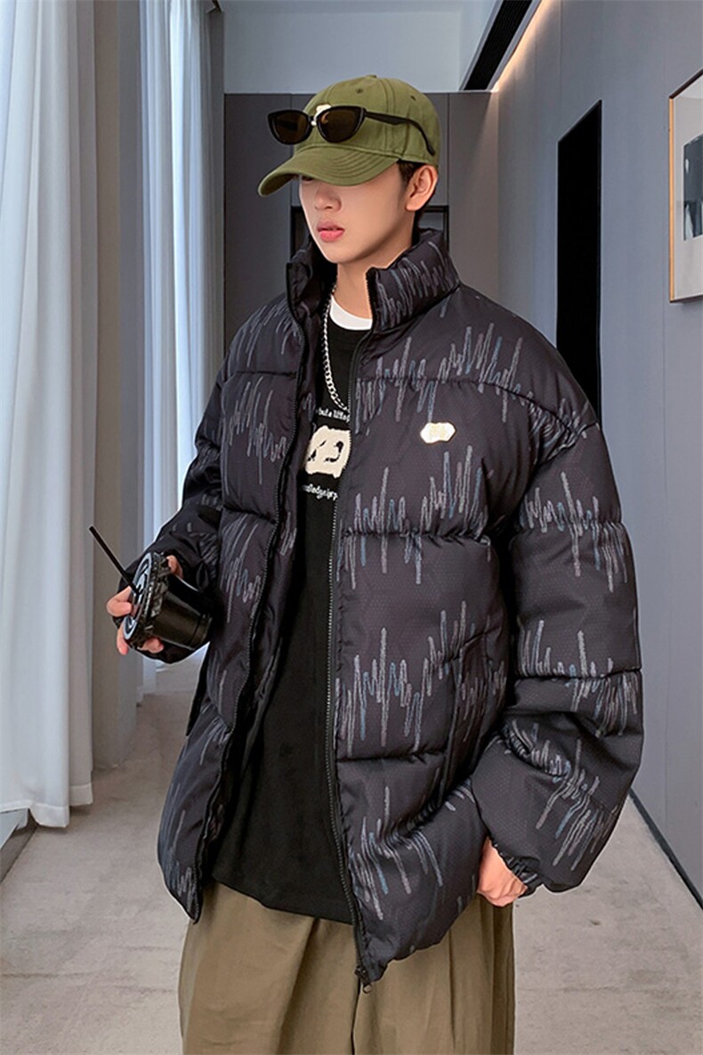 棉服男女七彩线印花棉衣立领面包服棉袄加厚外套3359-P70控108,男装棉衣,星座207