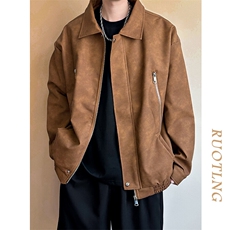 现货-春秋美式复古皮衣男潮牌街头时尚外套皮夹克-AP23064-P115，男装夹克，电商A351