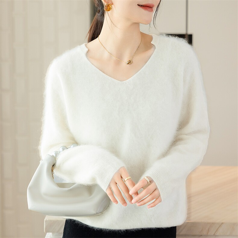 2024秋冬新款羊绒一线成衣纯色V领羊绒衫，女装羊绒衫，咔绒特