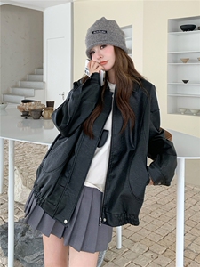 现货休闲宽松复古机车服上衣ZB200-27011-P125-K178图片