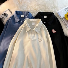 华夫格POLO衫长袖T恤男春季款ins潮流日系上衣服W0506-P33，男装卫衣，星座308B-1
