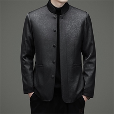 中老年唐装90绒羽绒服男士复古盘扣风羽绒服外套中式唐装，男装羽绒服，钱塘723