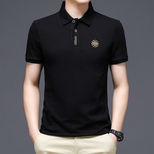 POLO衫男2023夏季纯色休闲简约时尚翻领体恤夏天中青年短袖套头图片