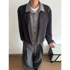 韩chic秋冬复古小众翻领单排扣宽松百搭休闲纯色短款毛呢外套女，女装短外套，星座506A