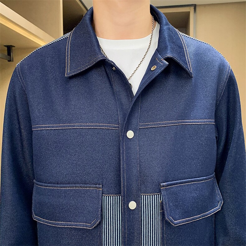 秋冬2023轻熟抖音小伙休闲牛仔拼色夹克店主风A236-JK5028-P130,男装夹克,电商A236