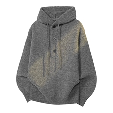 重磅秋冬装北极绒开衫毛衣美式复古休闲慵懒风针织衫加厚连帽外套，男装针织衫/毛衣，电商A486
