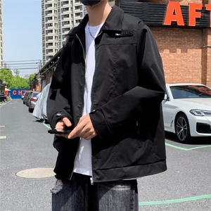 美式复古翻领夹克男春秋季青少年外套港风宽松百搭休闲上衣 JK404图片