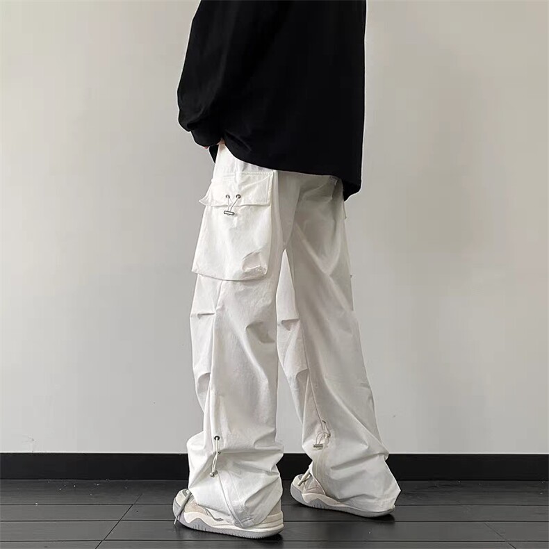 美式大口袋工装裤男女秋冬阔腿中腰显瘦休闲运动伞兵裤S731 P38图片