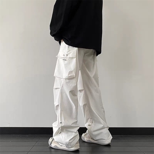 美式大口袋工装裤男女秋冬阔腿中腰显瘦休闲运动伞兵裤S731 P38图片