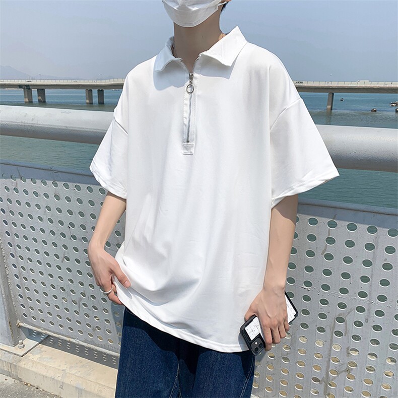polo衫翻领夏季ins纯色短袖t恤韩版潮牌五分袖情侣装T124-P28,男装T恤,星座512-2