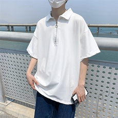 polo衫翻领夏季ins纯色短袖t恤韩版潮牌五分袖情侣装T124-P28，男装T恤，星座512-2