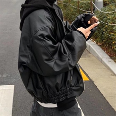 秋冬连帽皮衣男装假两件连帽皮衣加棉加厚皮夹克外套716A-A030，男装夹克，星座716A（原星座815-4）